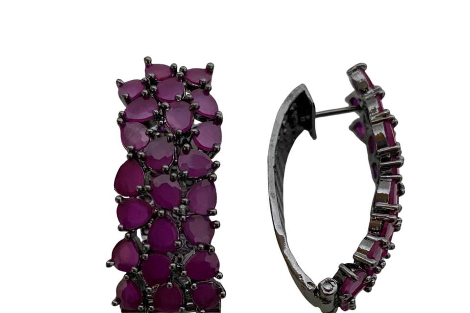 Regal Ruby Hoop Earrings