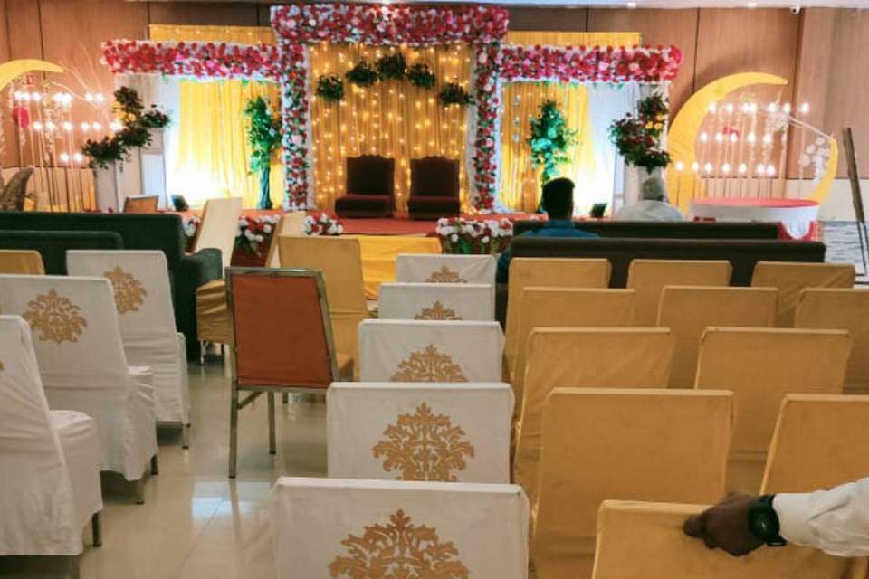 Hall with golden white theme