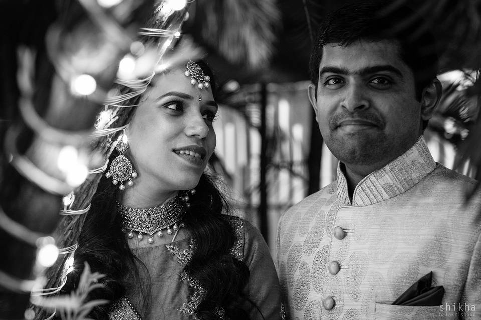 Fairylights and couple portrai