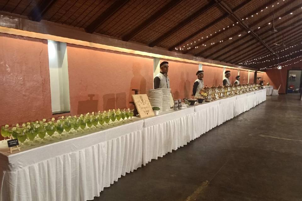 Long buffet table