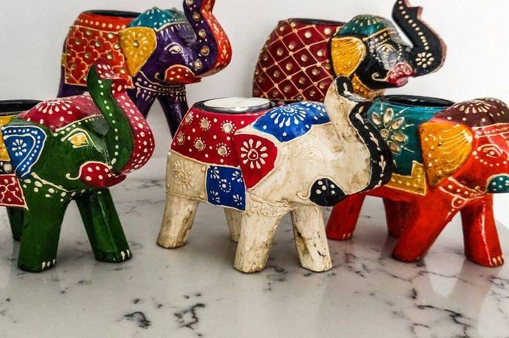 Wooden elephant light holder