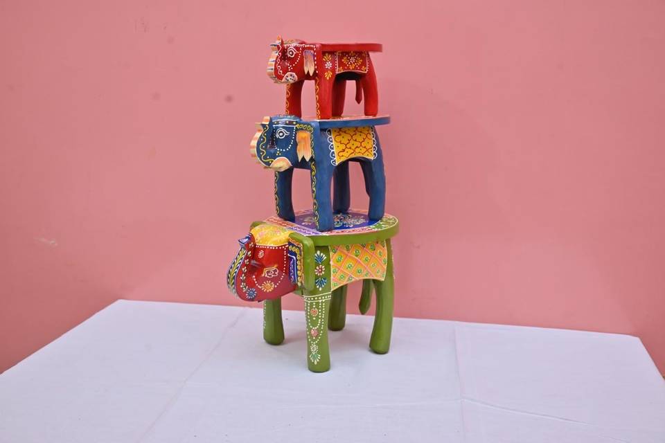Wooden elephant stool