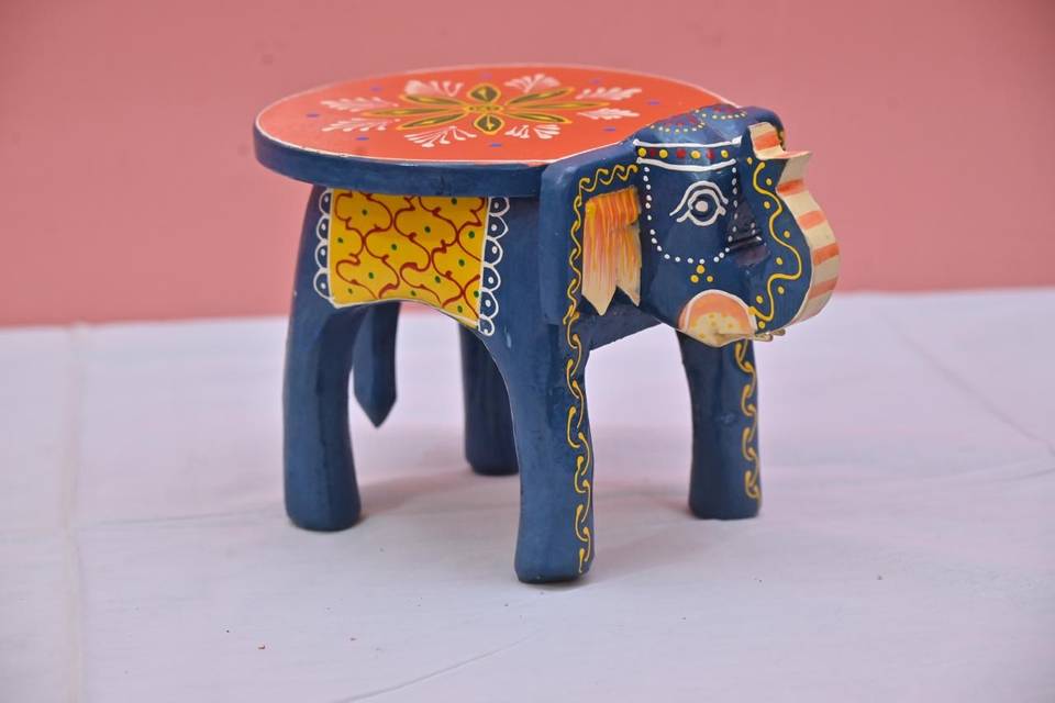 Wooden elephant stool
