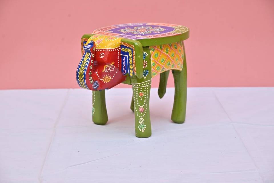 Wooden elephant stool