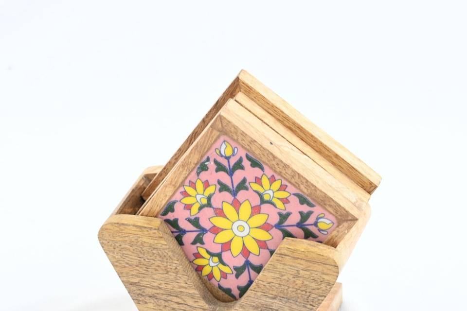 Wood tea coaster
