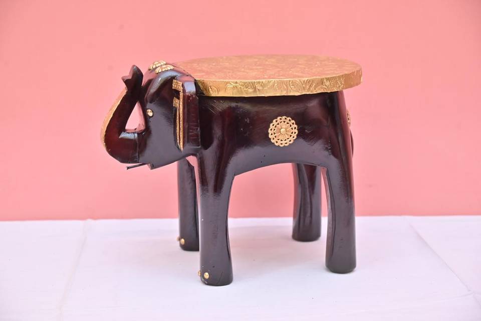 Wooden brass elephant stool