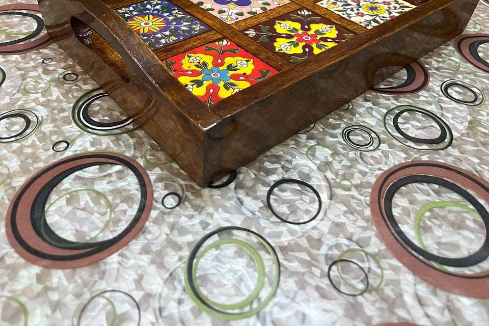 Wooden tile tray