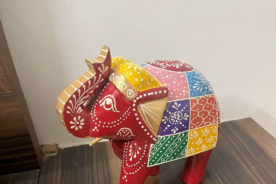 Wooden painted elephant