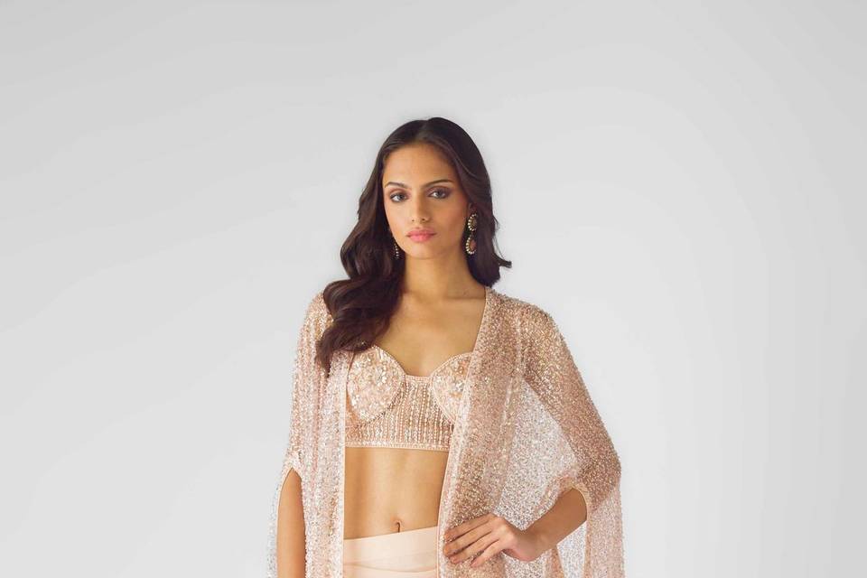 Rosegold Embroidered Cape