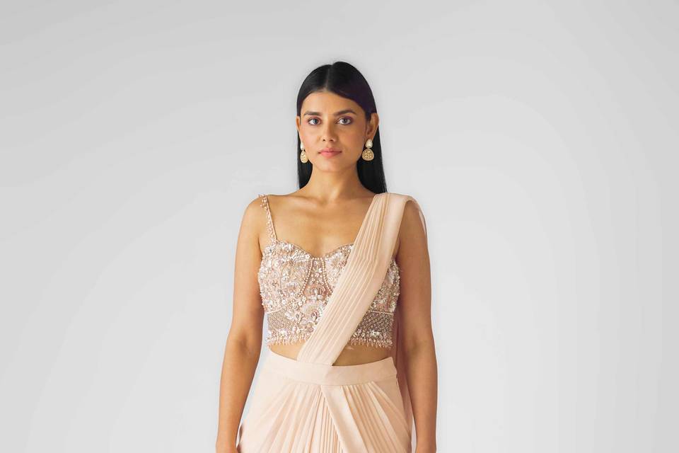 Rosegold Front Slit Drape