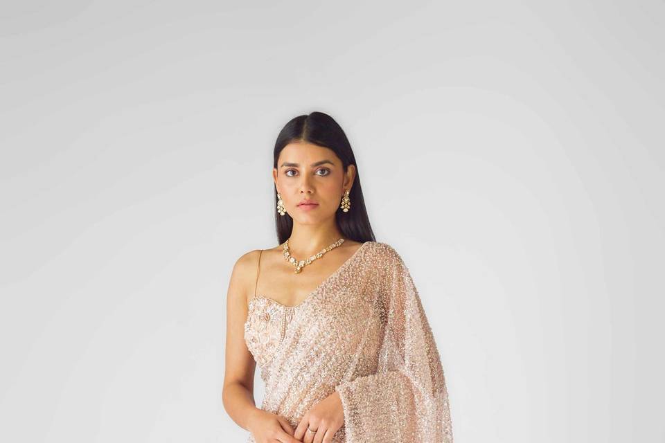 Crystal Embroiderd Drape Saree