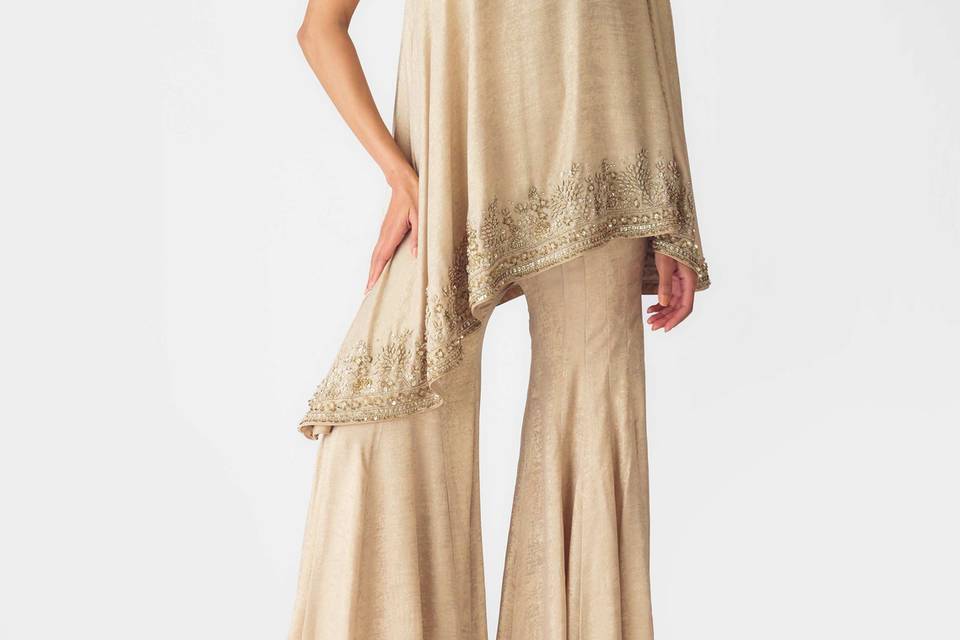 Gold One Shoulder Sharara