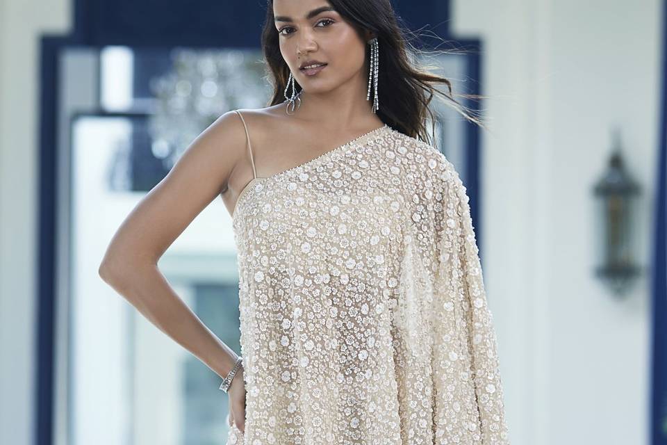One Shoulder Net Sharara