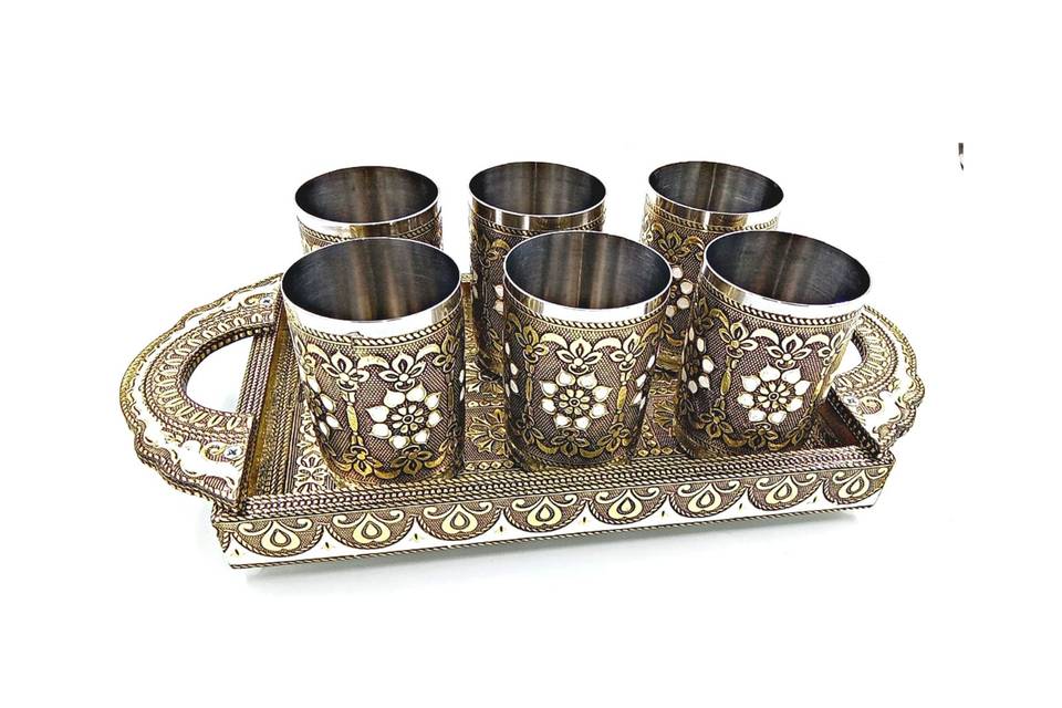 Antique Glasses with Tray