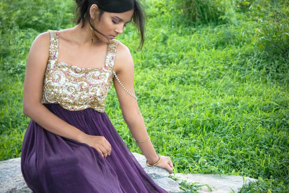 Sequience violet gown