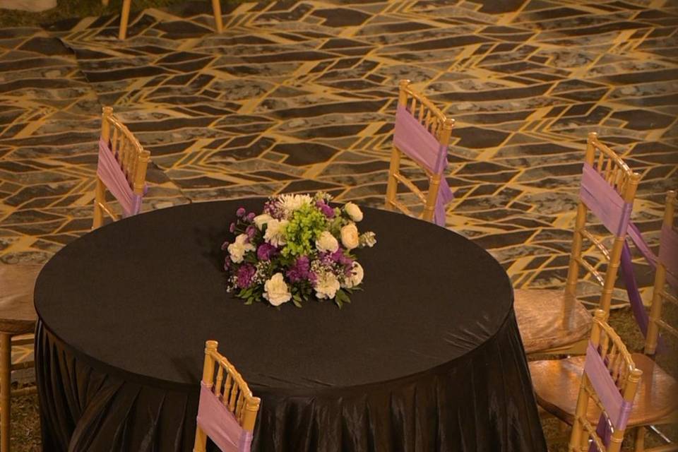 Round table with centerpiece