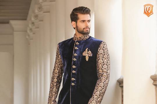 Manyavarv Perfectly Crafted Blue Indo-Western Outfit at Rs 15999 | Indo  Western Suits in Srinagar | ID: 18993053188