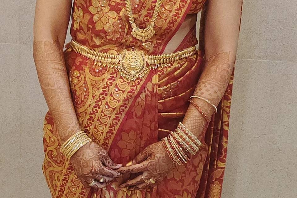 Saree draping for Dheeraja