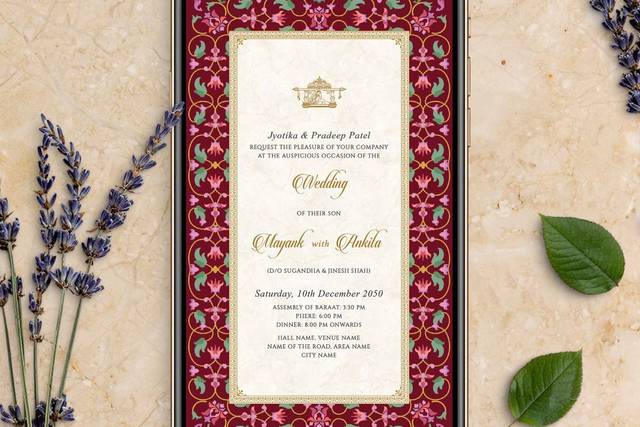 Blushing Roses Wedding Card