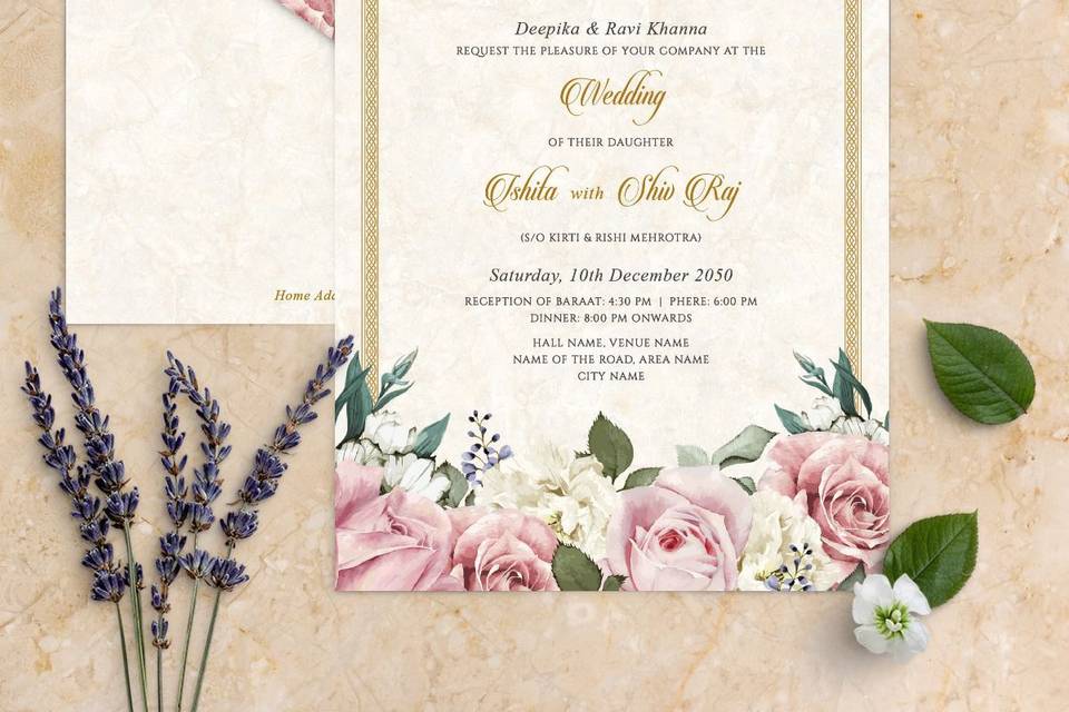 Rose Garden Wedding Card
