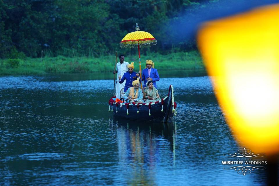 Bride arriving by boat- kerala