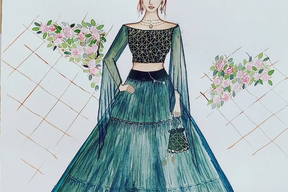 Rohit Bhalaria on LinkedIn: #fashionillustration #rohitbhalaria #bridalwear  #lehenga #indowestern