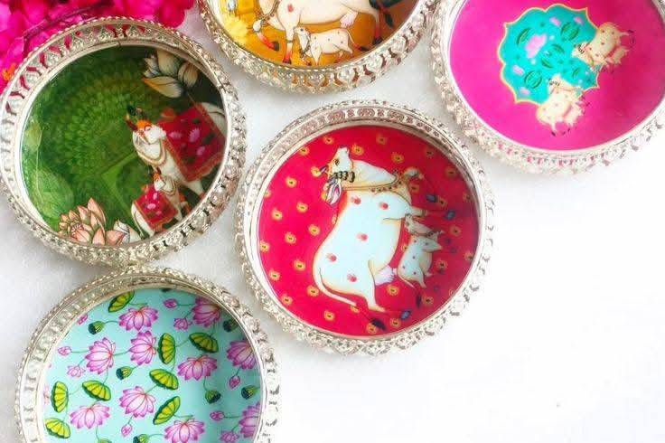 German silver Pichwai trays