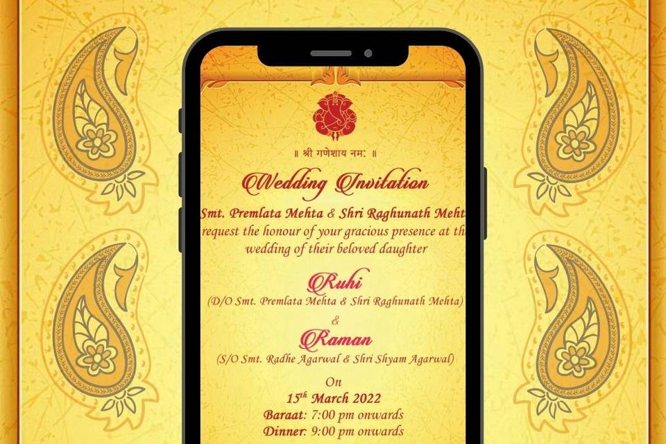 baraat wedding card