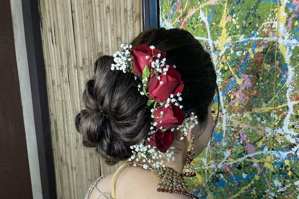 Bun for reception bride