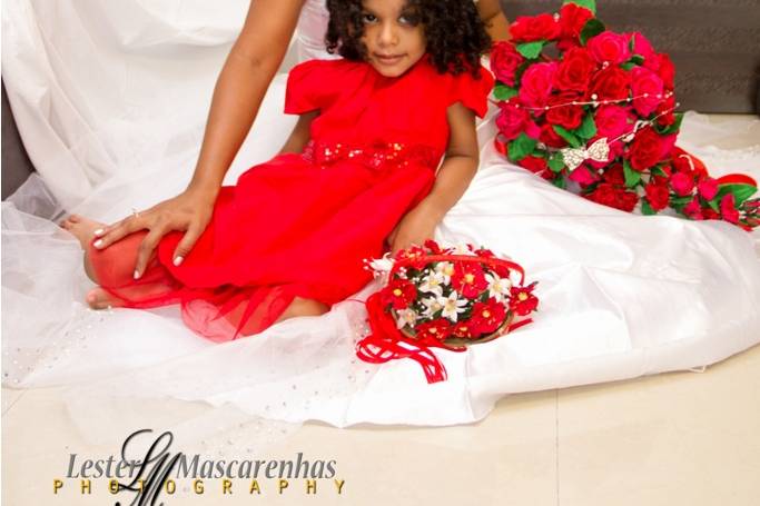 Bride and flower girl