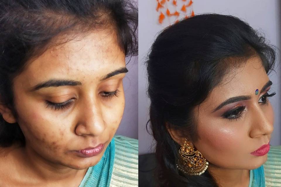 Before and after airbrush make