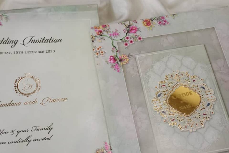 Cream and pink floral box card
